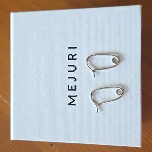 Mejuri White Gold Safety Pin Earrings